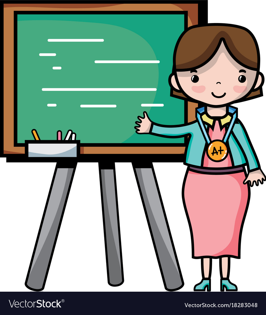 Teacher Teaching Class Lesson In Backcoard Vector Image