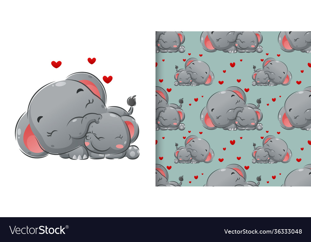 Watercolor pattern set two elephant vector image Watercolor pattern set two elephant