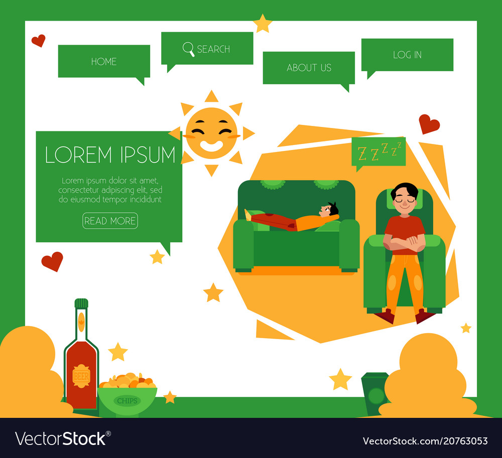 Body Relaxation Concept At Web Page Template Man Body Relaxation Concept At Web Page Template Man Vector Image