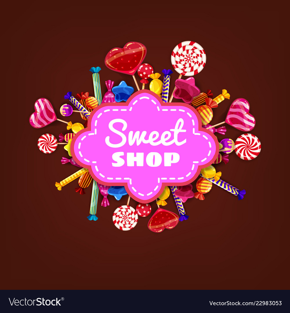 Candy sweet shop template set of different colors