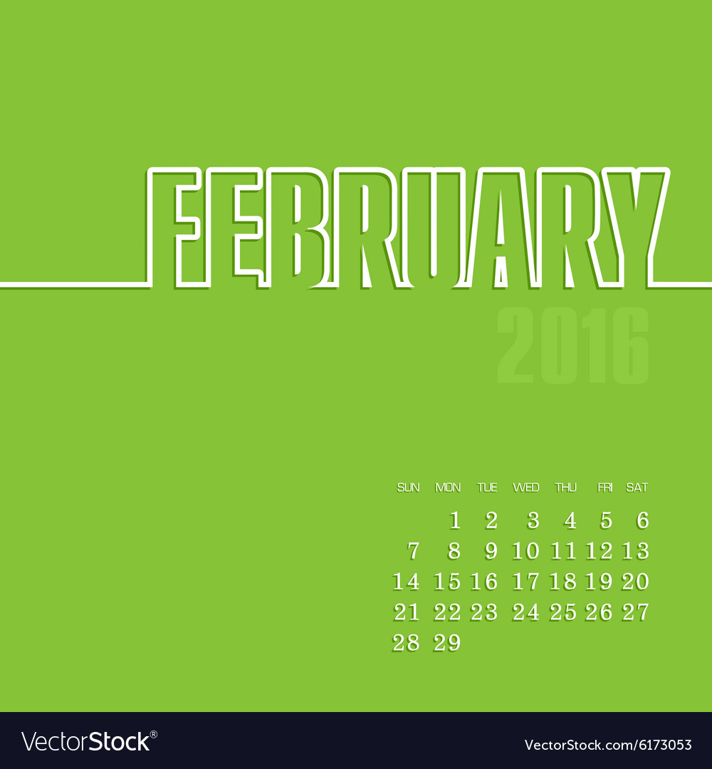 February 2016 year calendar