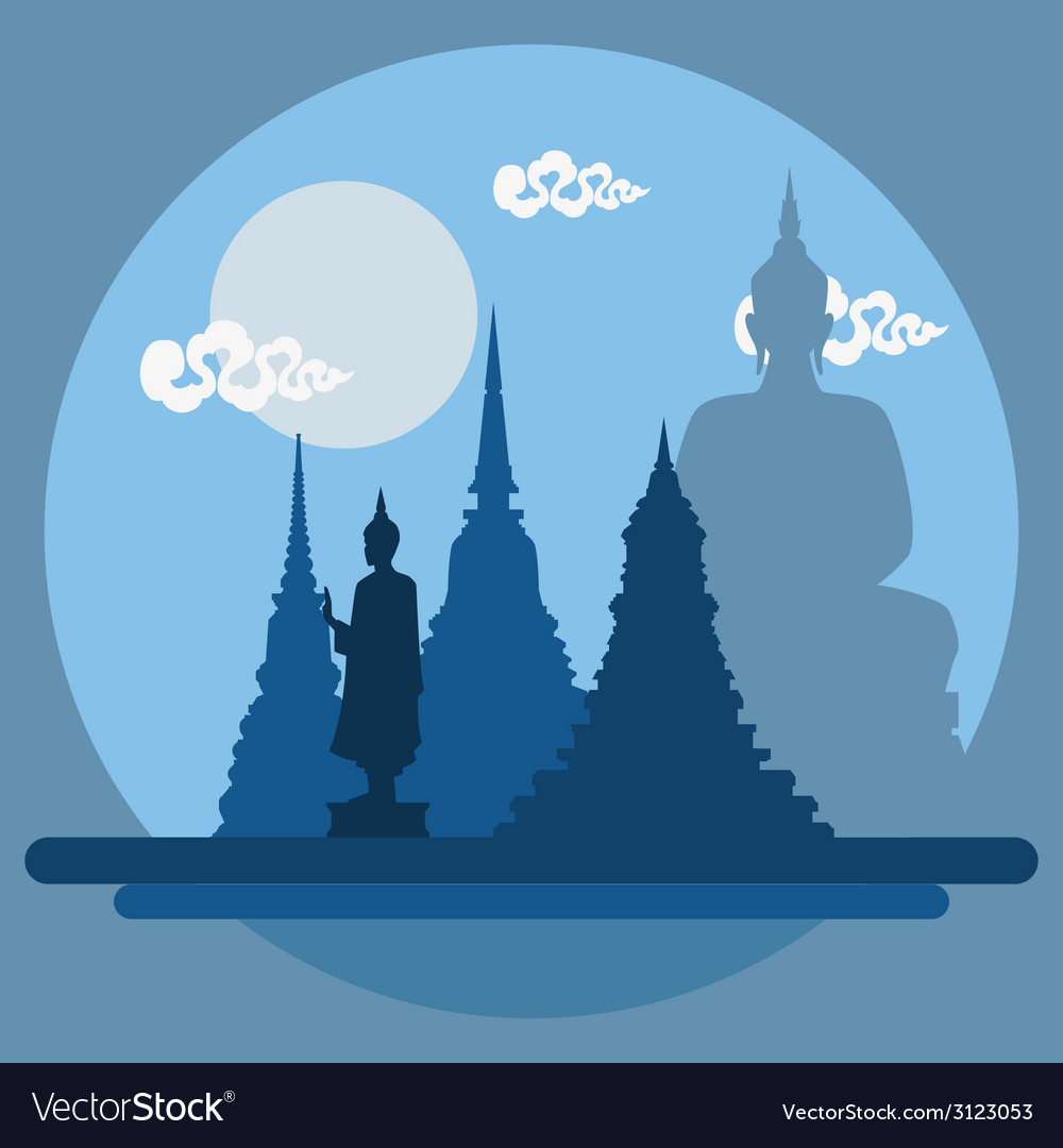 Flat design landscape of thailand temple Vector Image