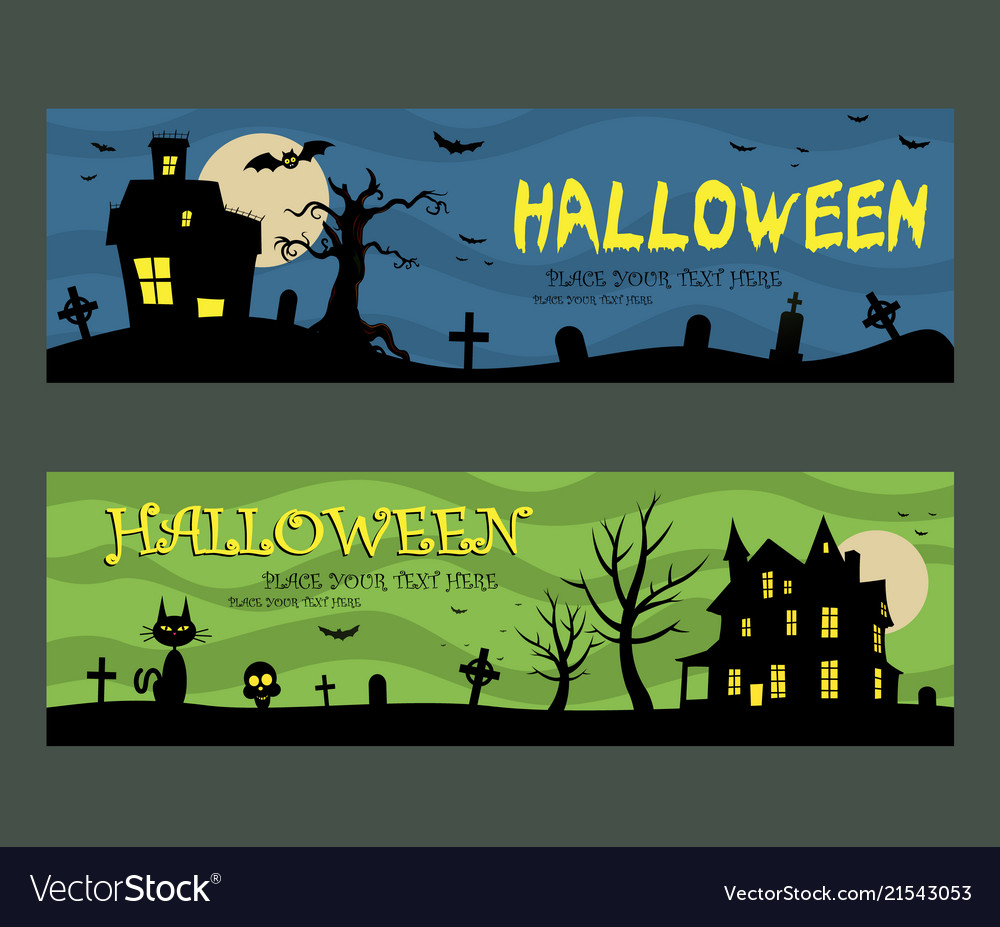 Halloween banners design haunted house Royalty Free Vector
