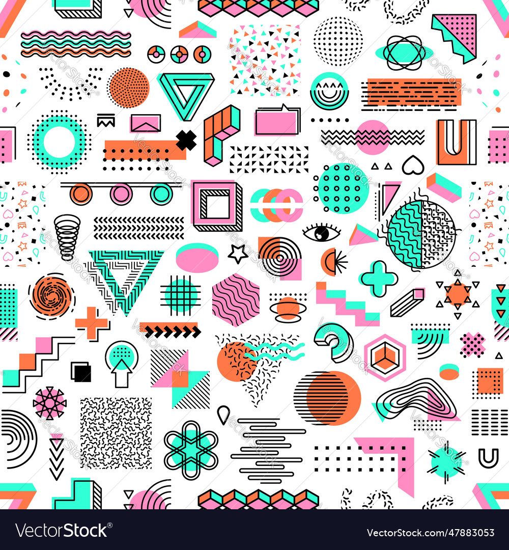 Memphis pattern geometric shapes background Vector Image