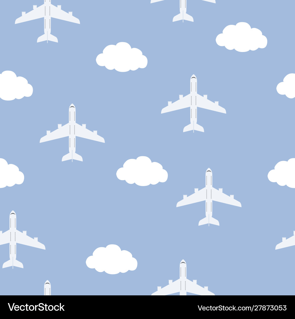 Planes and clouds pattern Royalty Free Vector Image