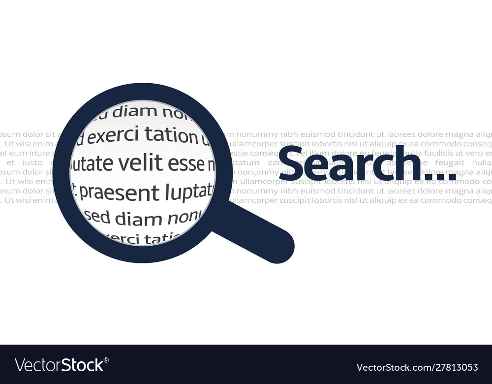 Search icon with closeup text background Vector Image
