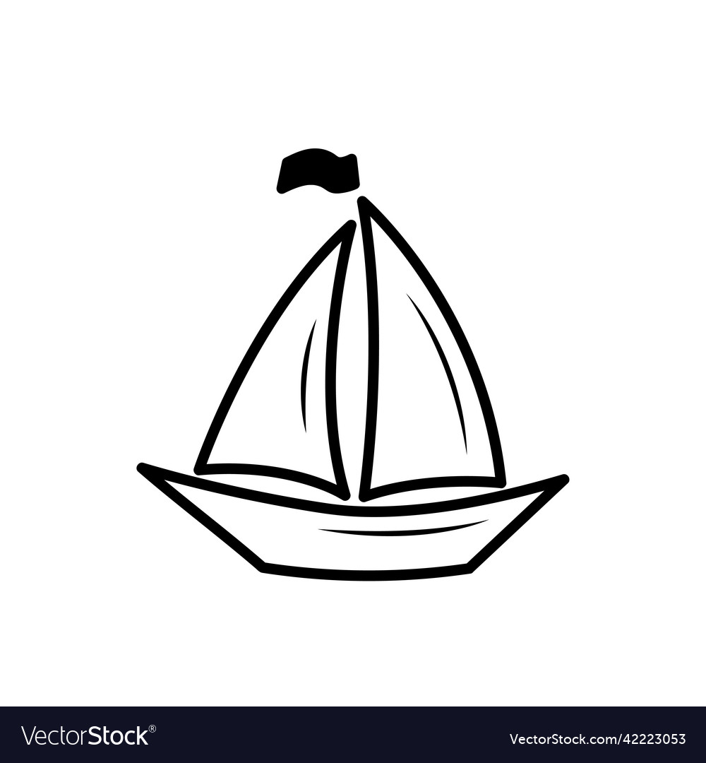 Yacht sailboat silhouette black outline icon Vector Image