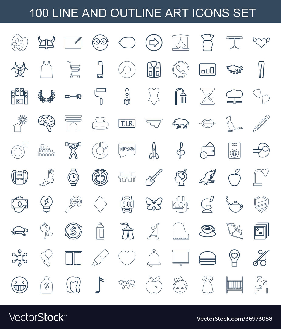 100 art icons Royalty Free Vector Image - VectorStock