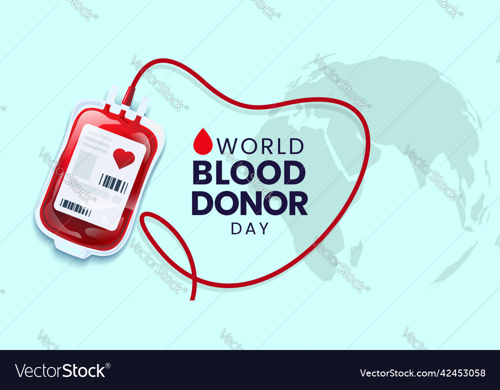 Blood donation concept with bag world