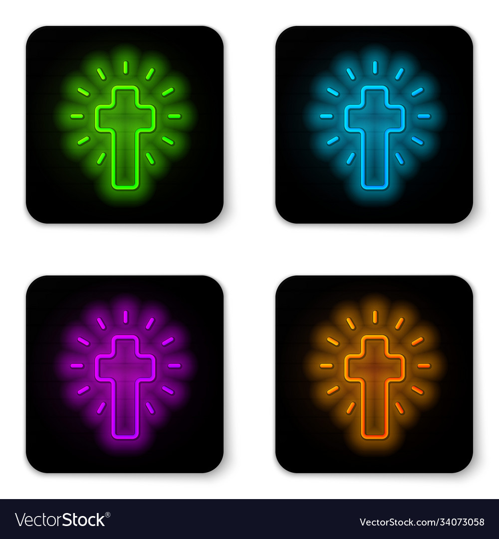 Glowing neon line christian cross icon isolated Vector Image