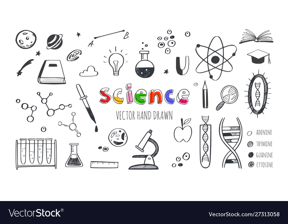 Hand drawn science and education doodle set Vector Image