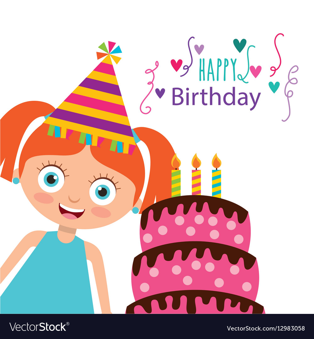 Happy birthday celebration card with kid Vector Image