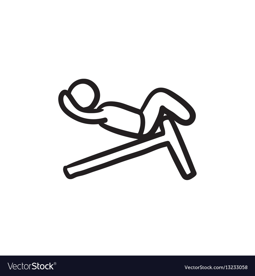Man Doing Crunches On Incline Bench Sketch Icon Vector Image