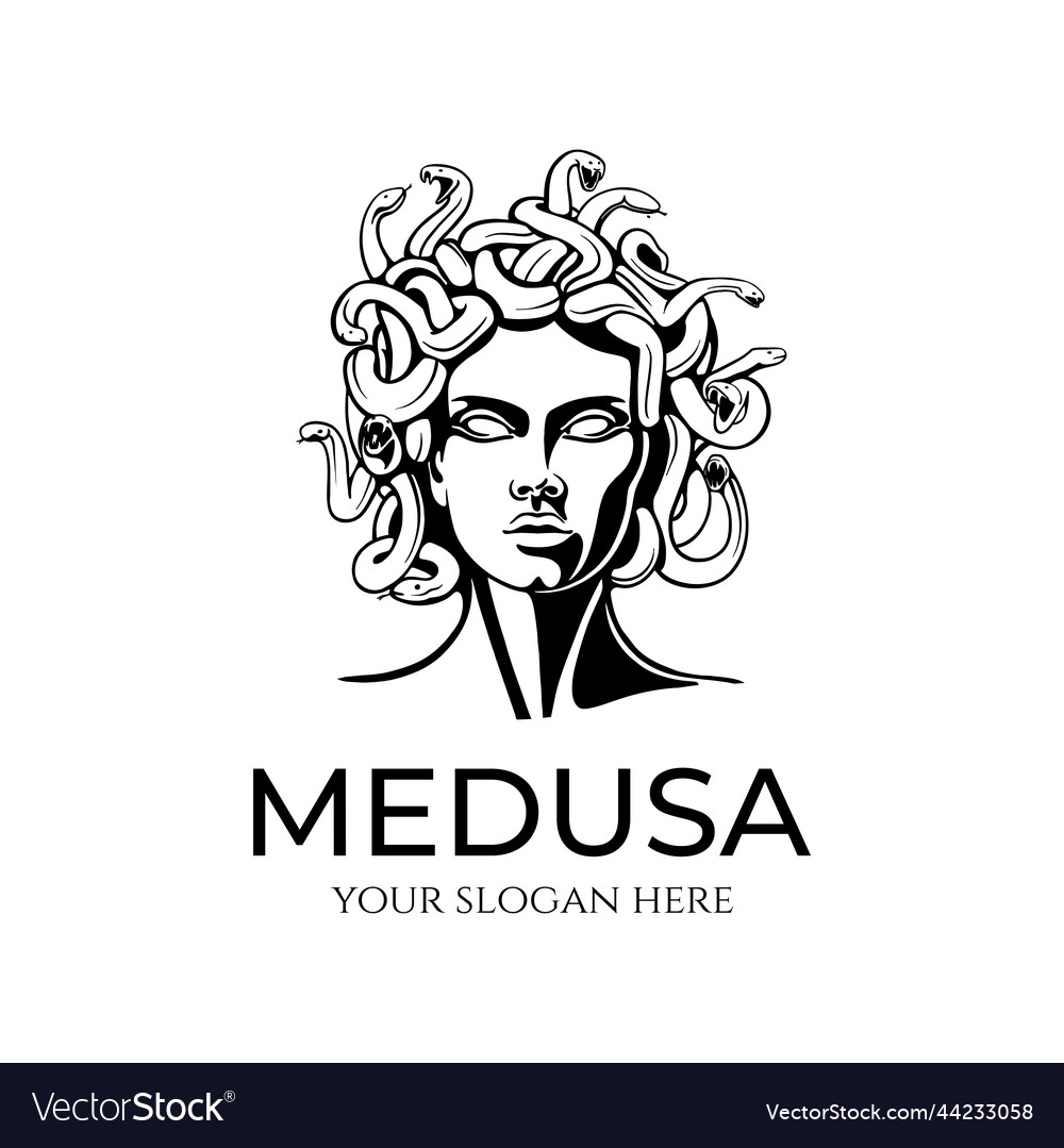 Medusa gorgon logo head of a woman with snakes