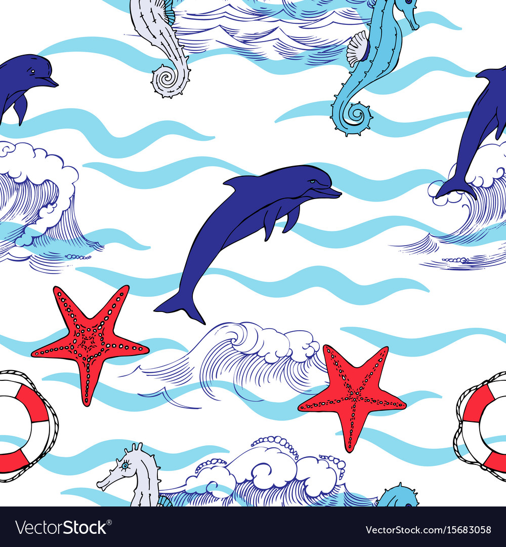 Nautical seamless pattern