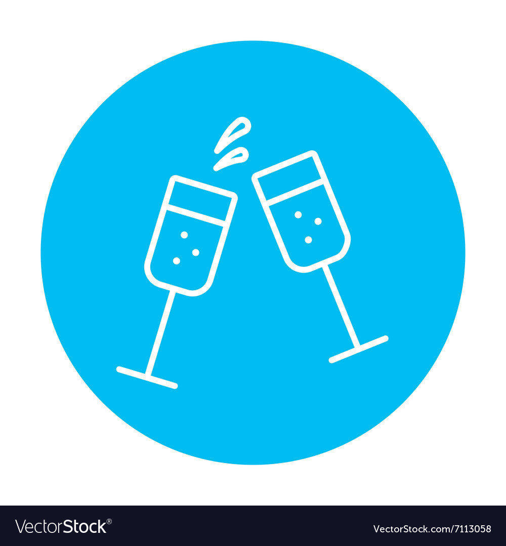 Two glasses of champaign line icon Royalty Free Vector Image