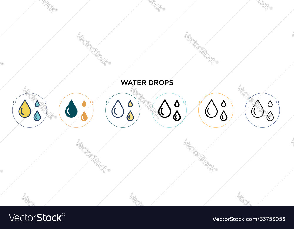 Water drops icon in filled thin line outline