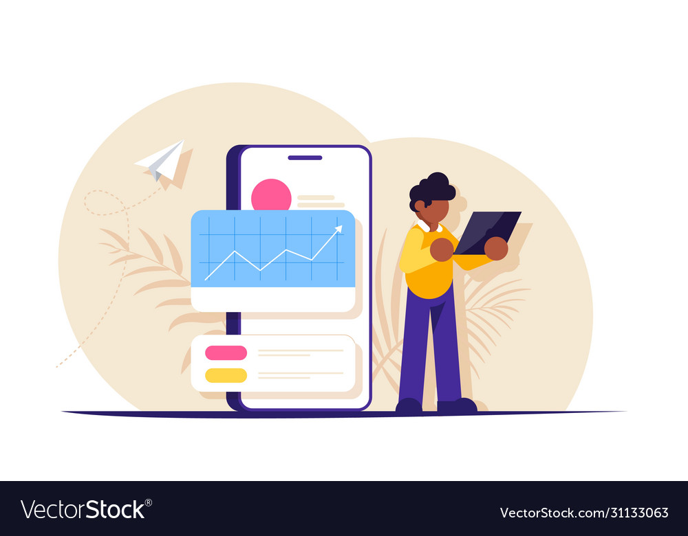 Concept data analysis at launch a new Royalty Free Vector