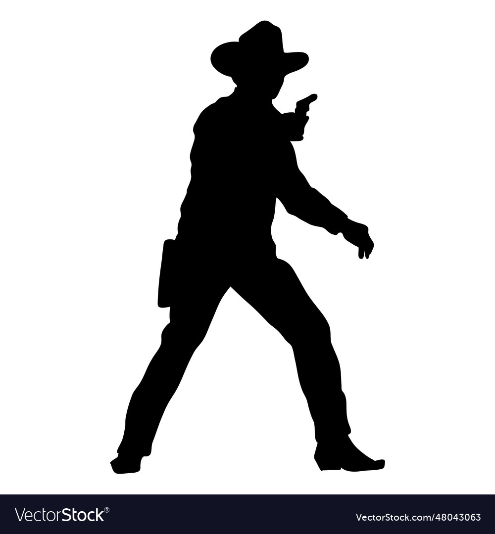 Cowboy pointing gun silhouette Royalty Free Vector Image