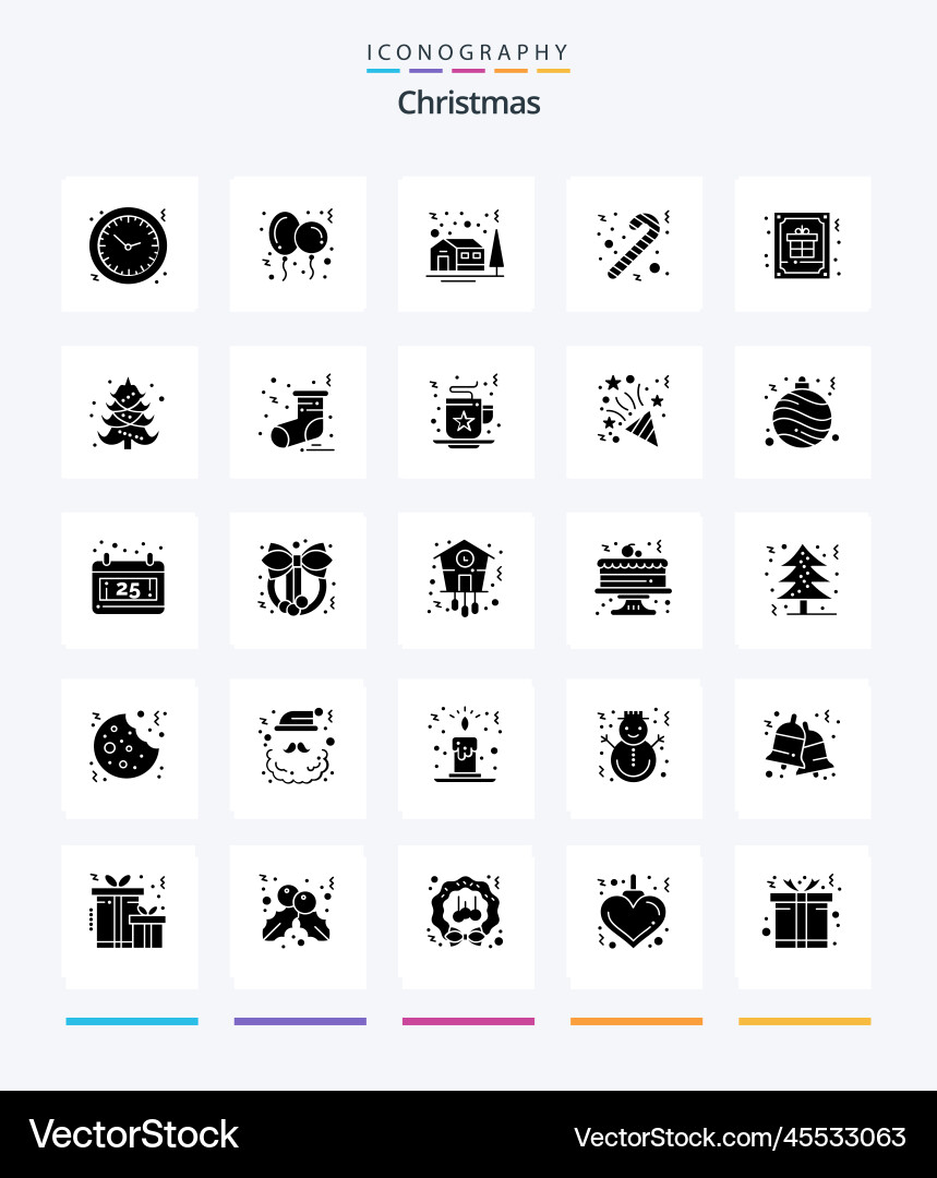 Creative christmas 25 glyph solid black icon pack Vector Image