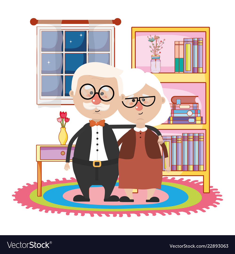 Cute grandparents couple cartoon