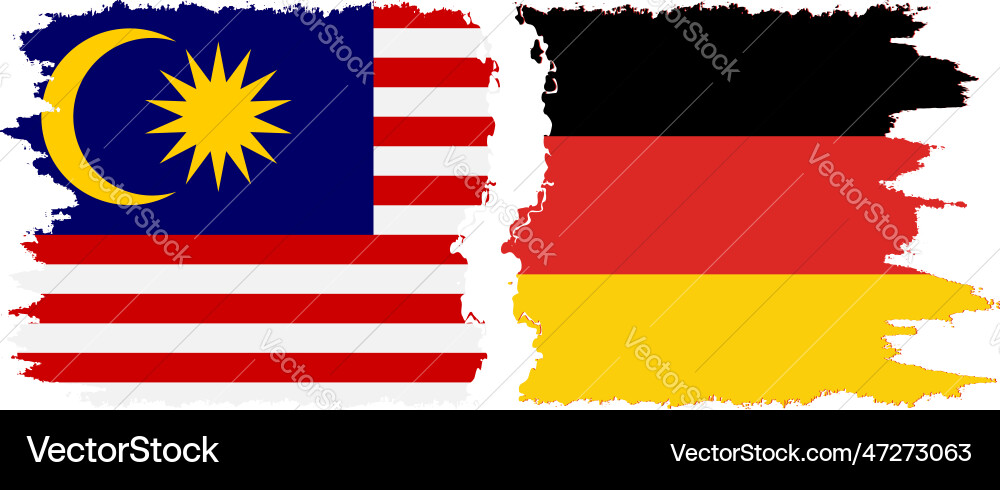 Germany and malaysia grunge flags connection Vector Image