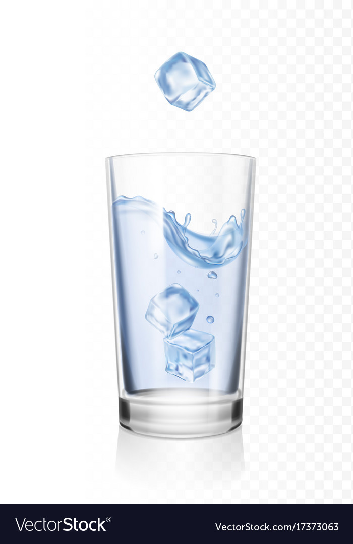Glass Water With Ice Cubes Realistic Royalty Free Vector - Glass Ice Cubes Vector Glass Water With Ice Cubes Realistic Royalty Free Vector - Glass Ice Cubes Vector