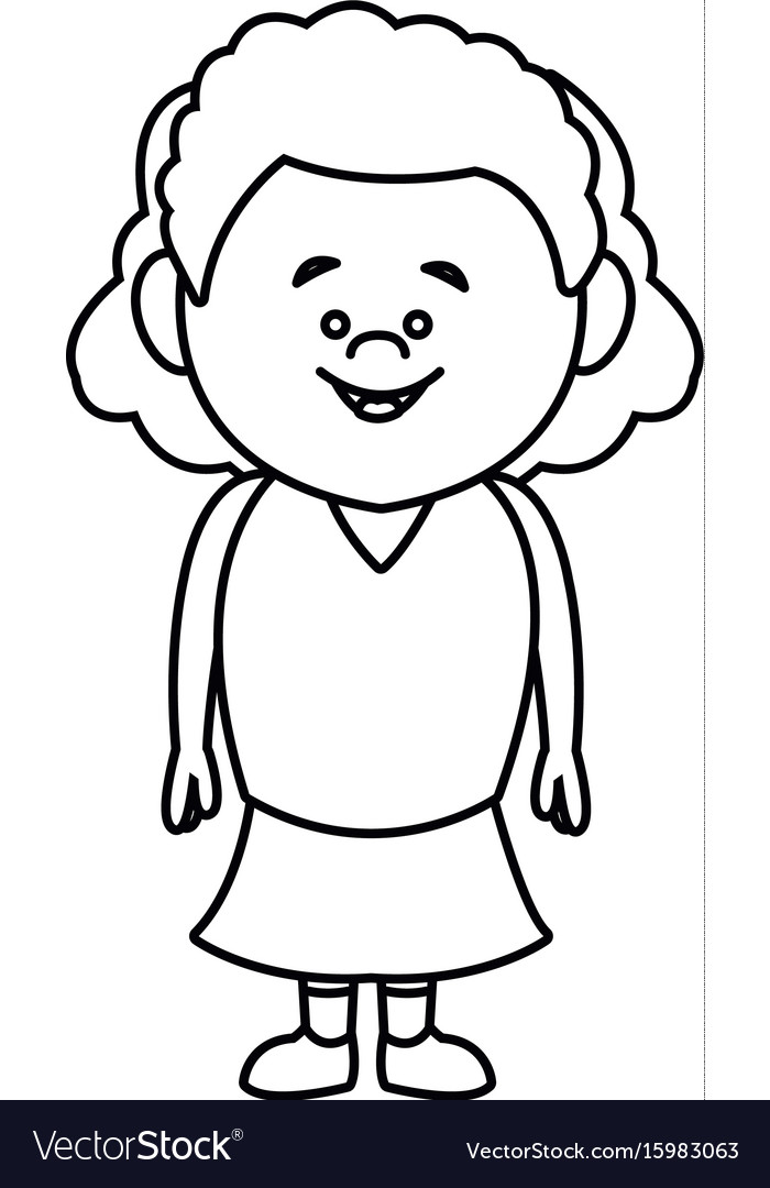 Happy little girl character standing infantile