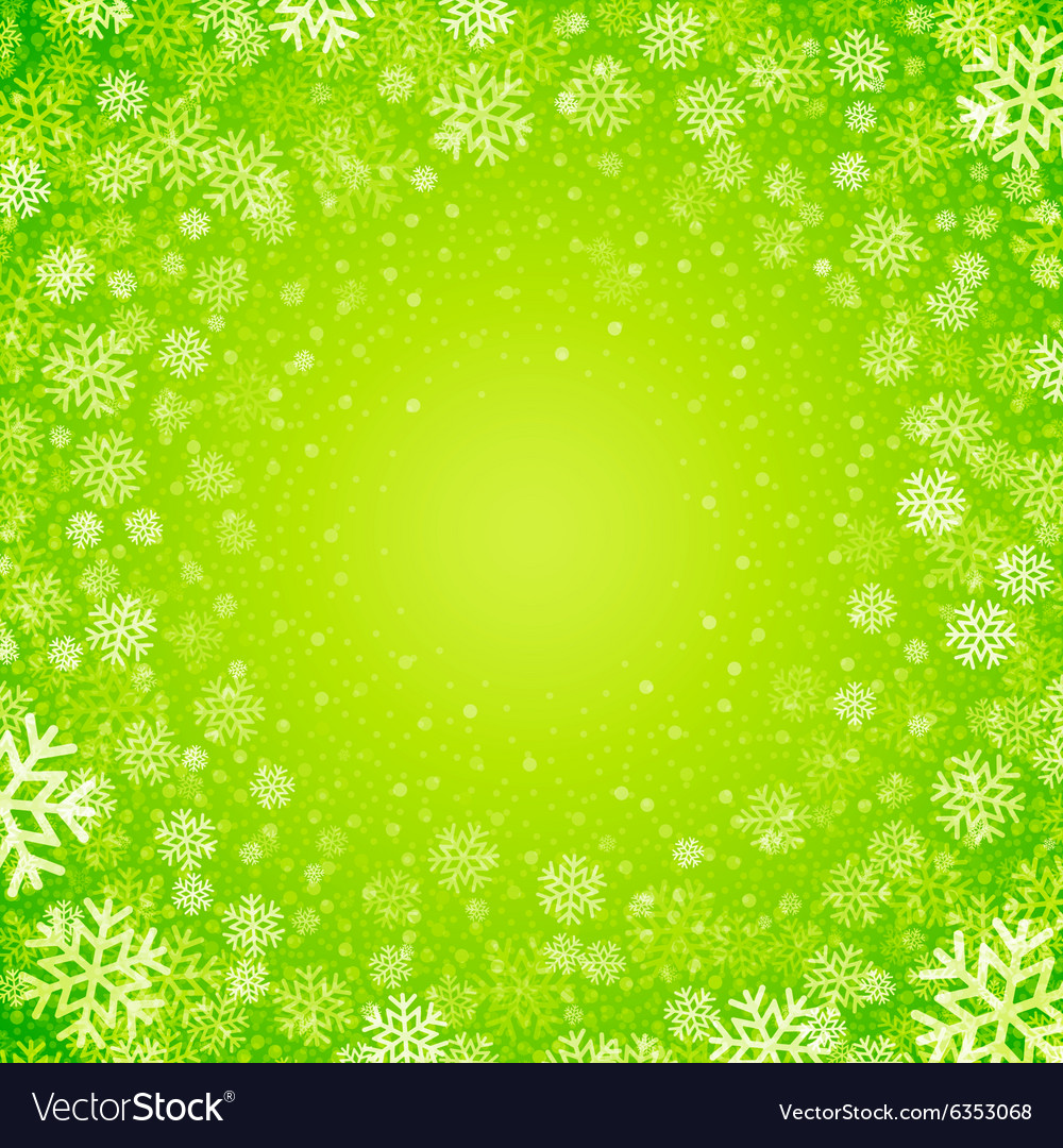 Christmas background of snowflakes in green colors