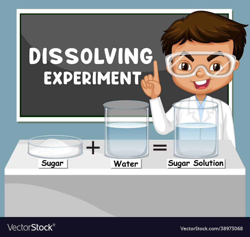 Dissolving experiment with scientist kids cartoon Vector Image Dissolving experiment with scientist kids cartoon Vector Image