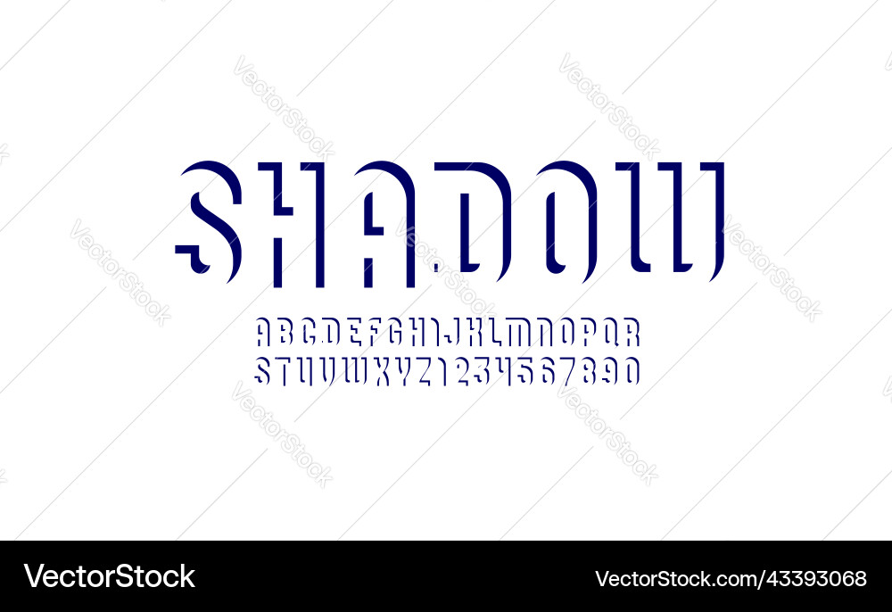 Font made shadow simple alphabet Royalty Free Vector Image