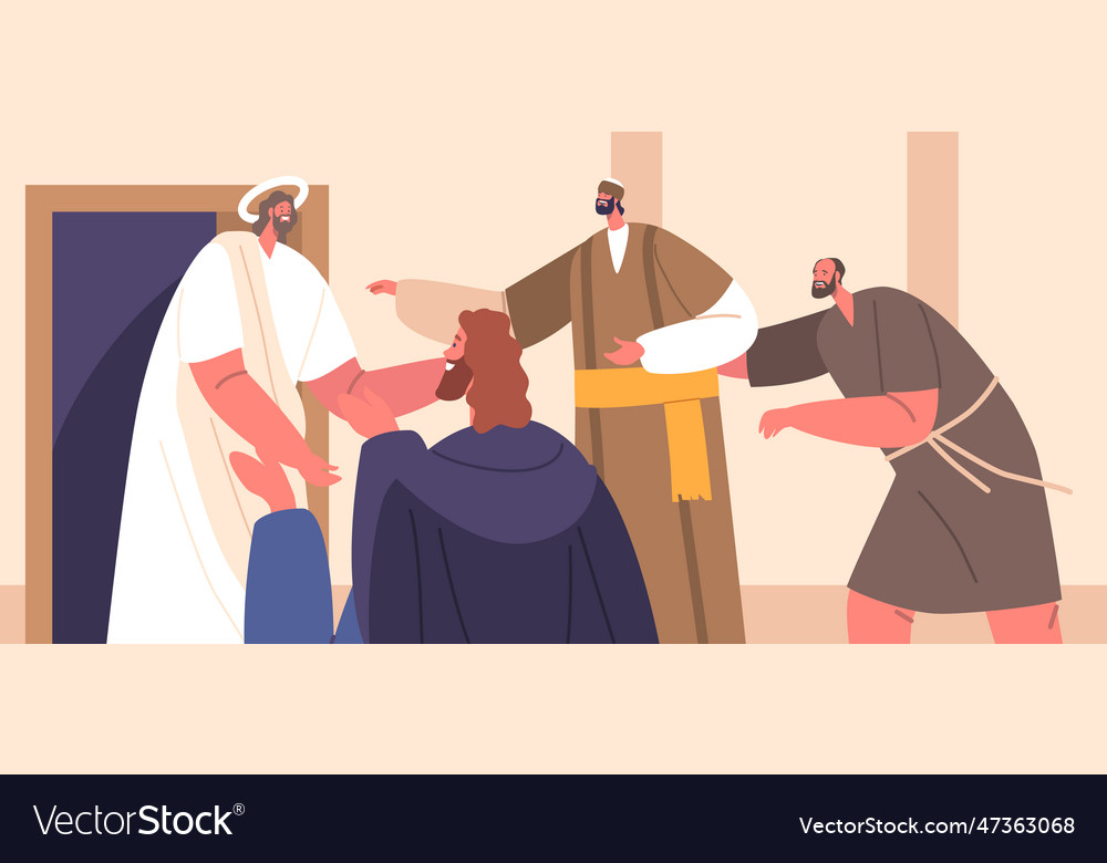 Jesus appeared to his apostles after Royalty Free Vector