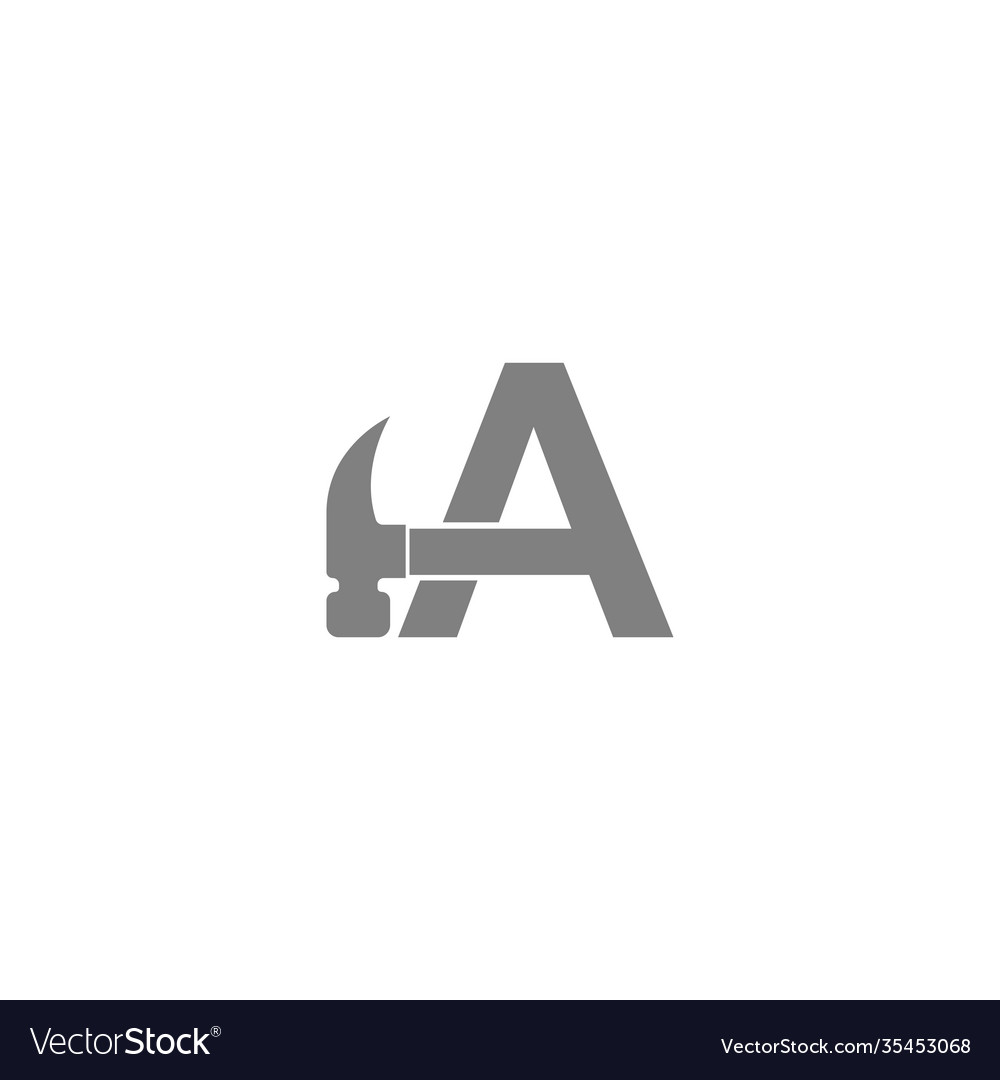 Letter a and hammer combination icon logo design