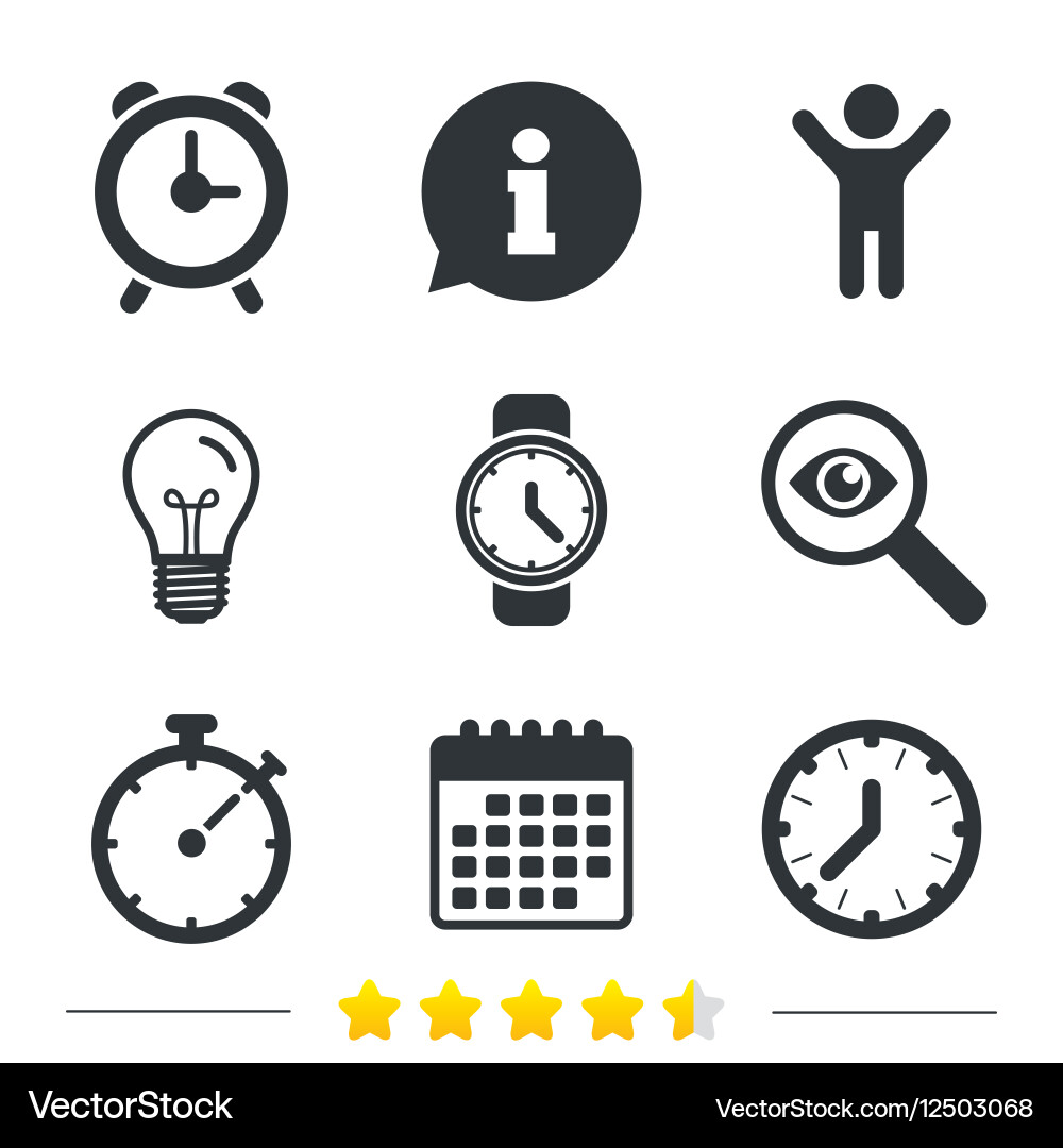 Mechanical clock time icons stopwatch timer Vector Image