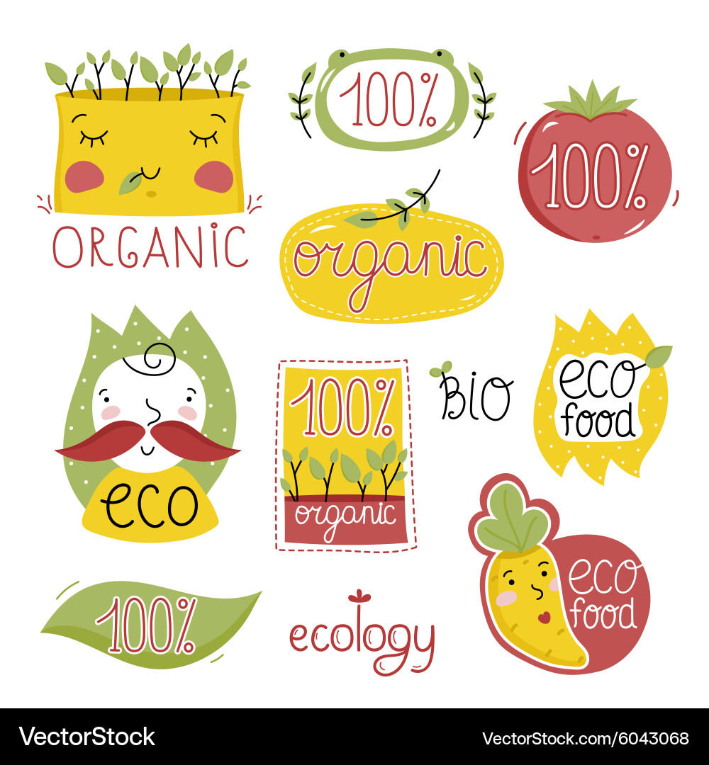 Organic labels and elements Royalty Free Vector Image