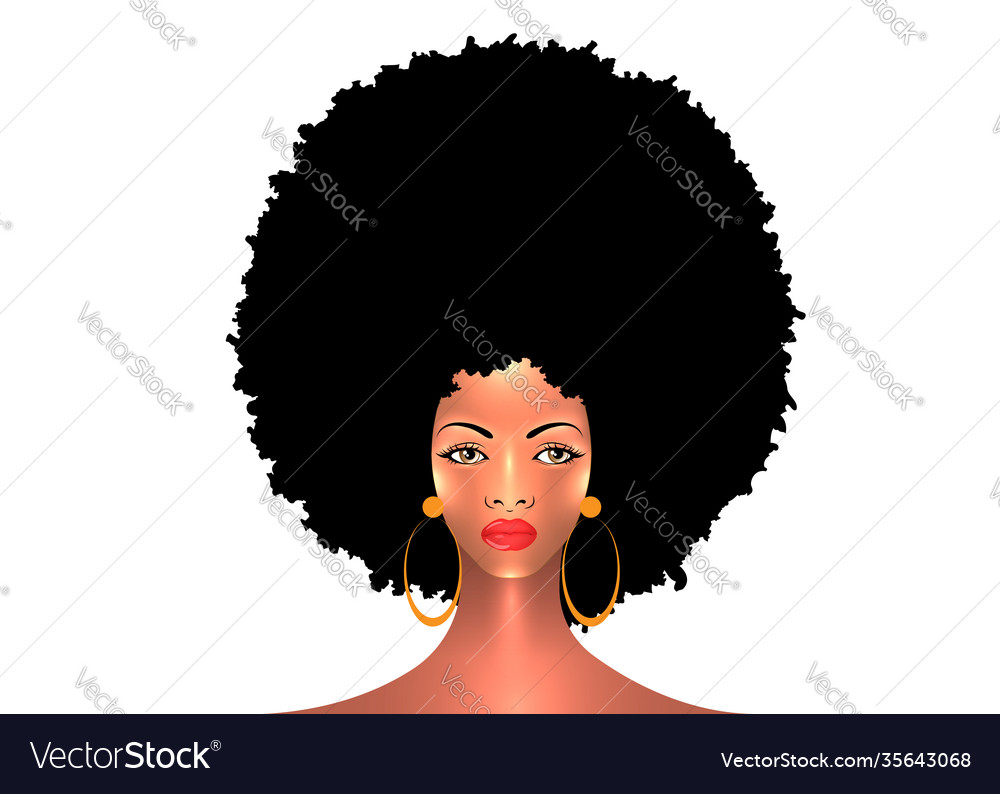 Portrait african american woman afro hair style Vector Image