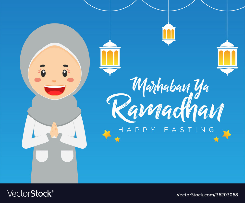 Ramadhan greeting background with character