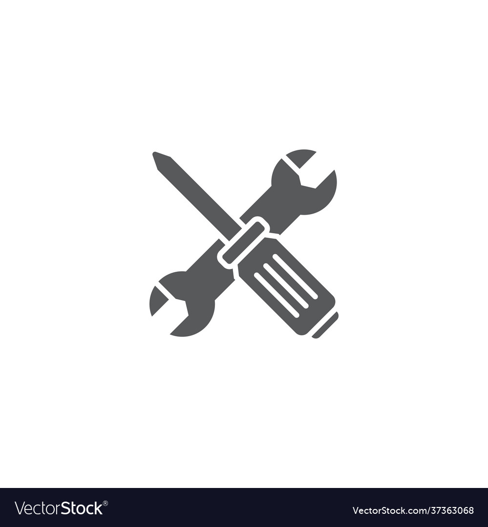 Screwdriver and wrench tools icon isolated