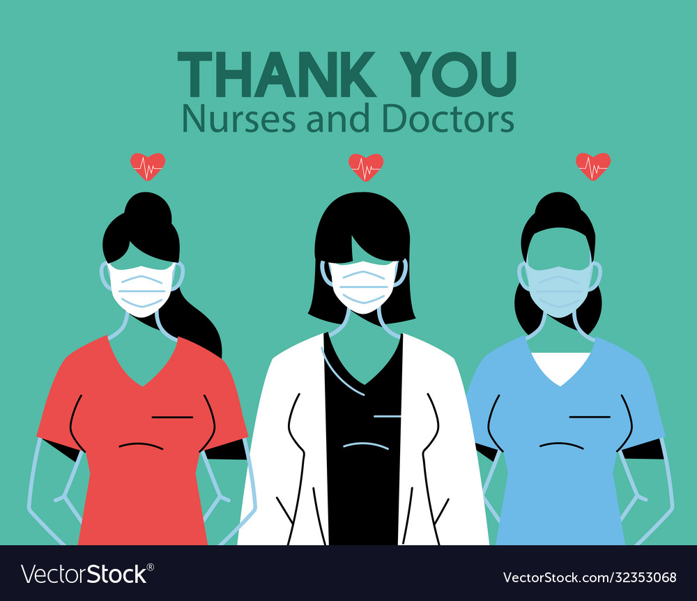 Thanks to doctors and nurses who work Royalty Free Vector