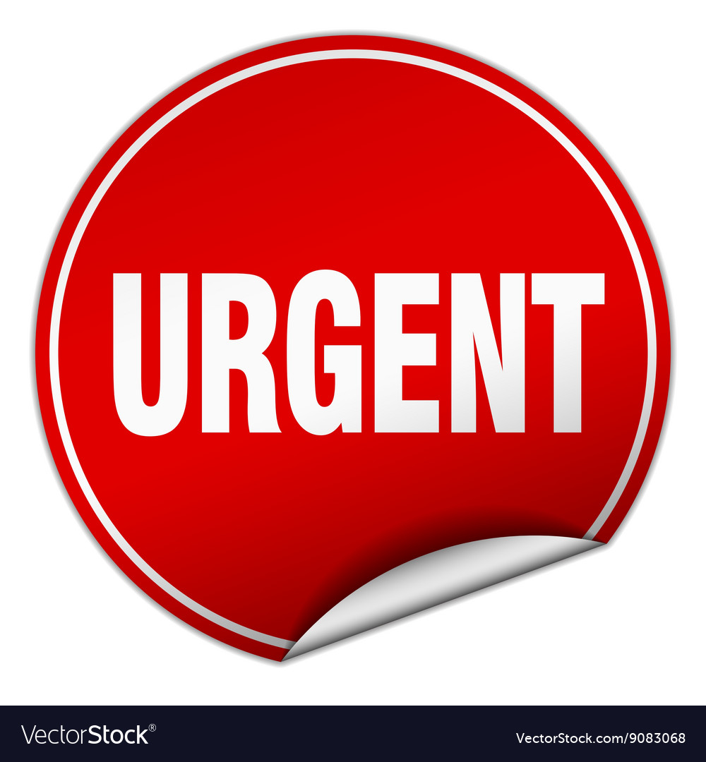 Urgent round red sticker isolated on white Vector Image