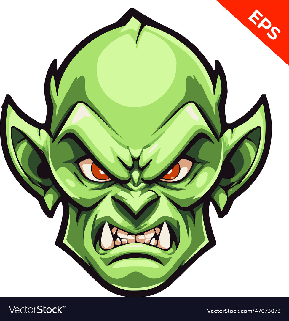 Head orc warhammer icon green color Royalty Free Vector