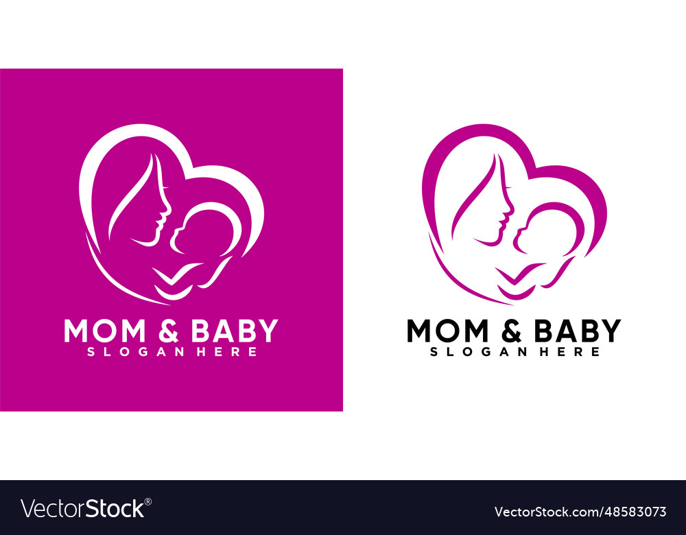 Mom and baby logo design with creative concept Vector Image