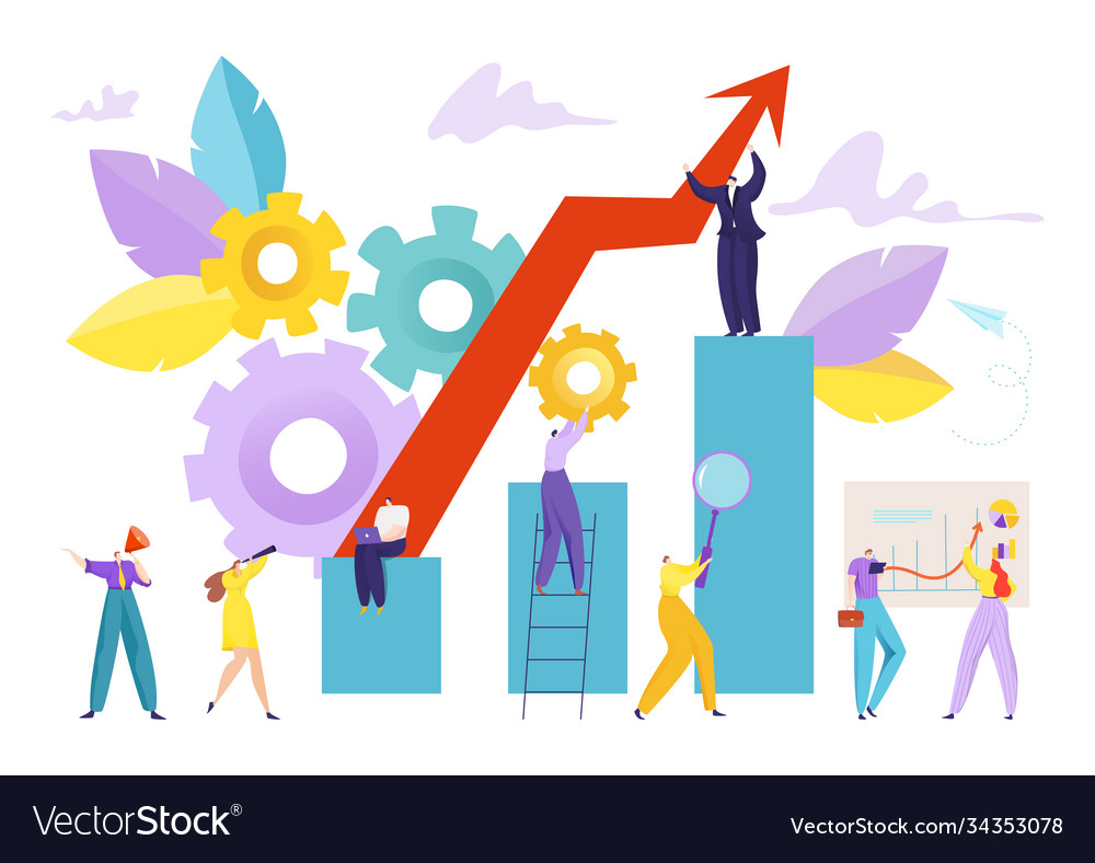 Business finance growth graph people near Vector Image