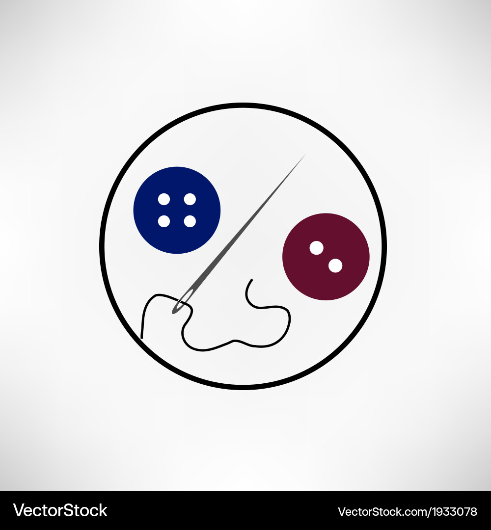 Clothes button set with needle Royalty Free Vector Image
