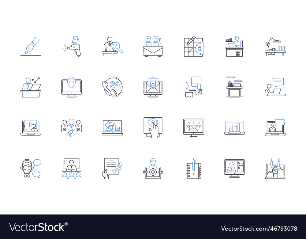 Coordinated action line icons collection