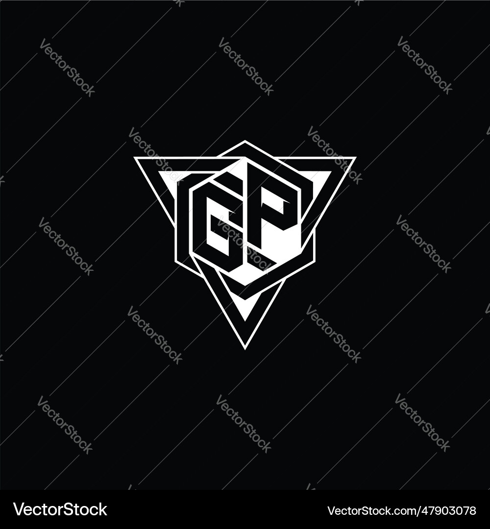 Gp letter logo monogram hexagon shape Royalty Free Vector