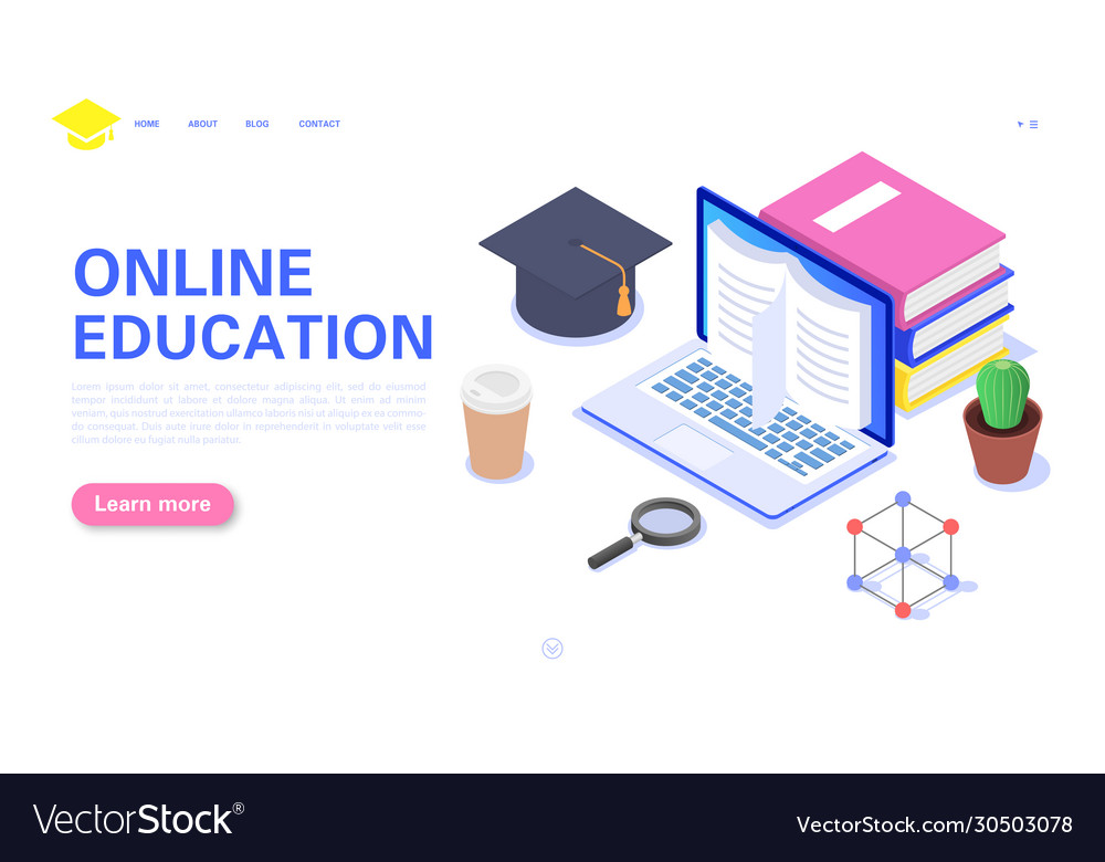 Modern online education banner concept distance Vector Image