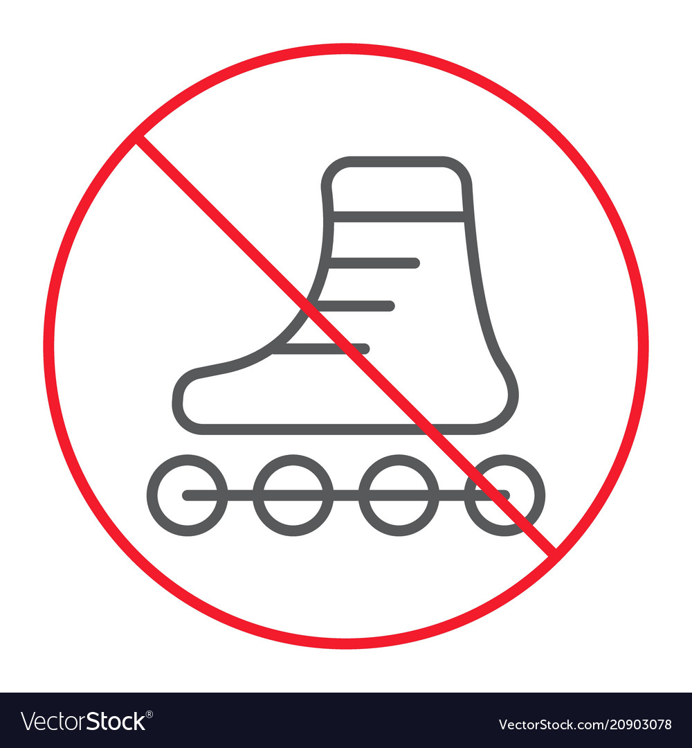 No roller skates thin line icon prohibition