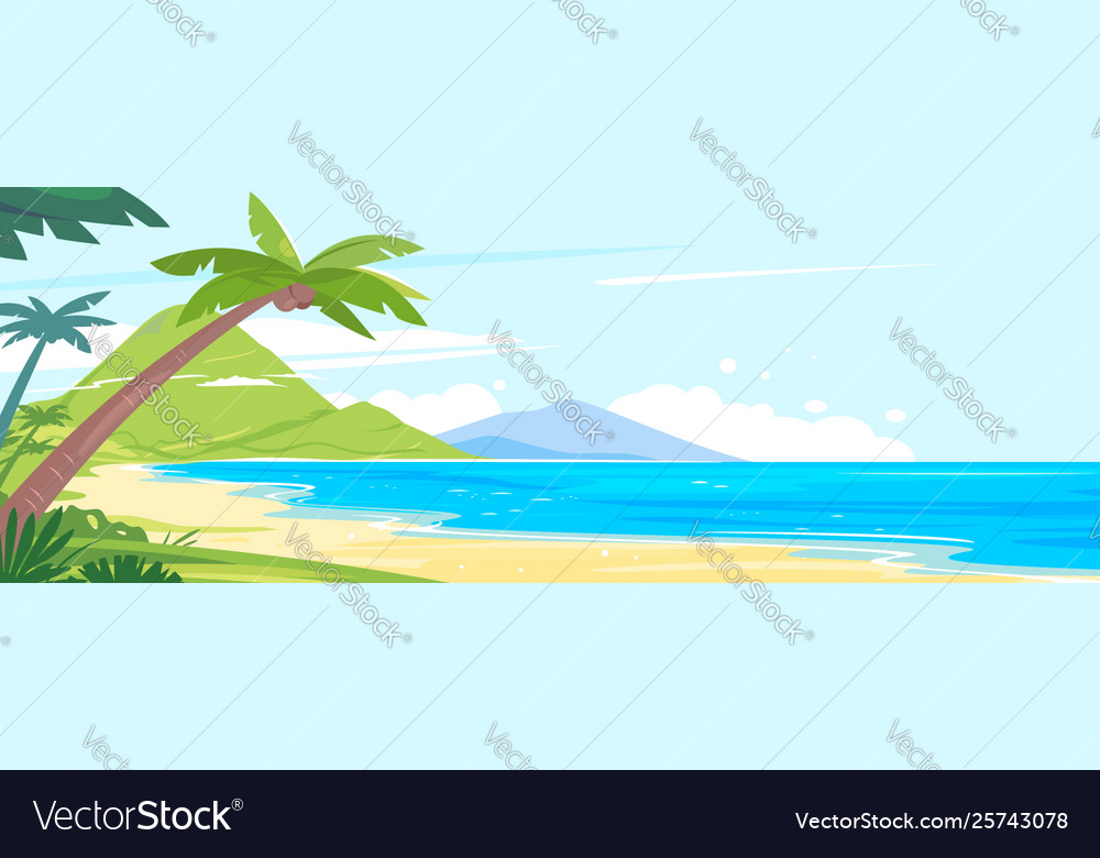 Panoramic beach tropical island Royalty Free Vector Image