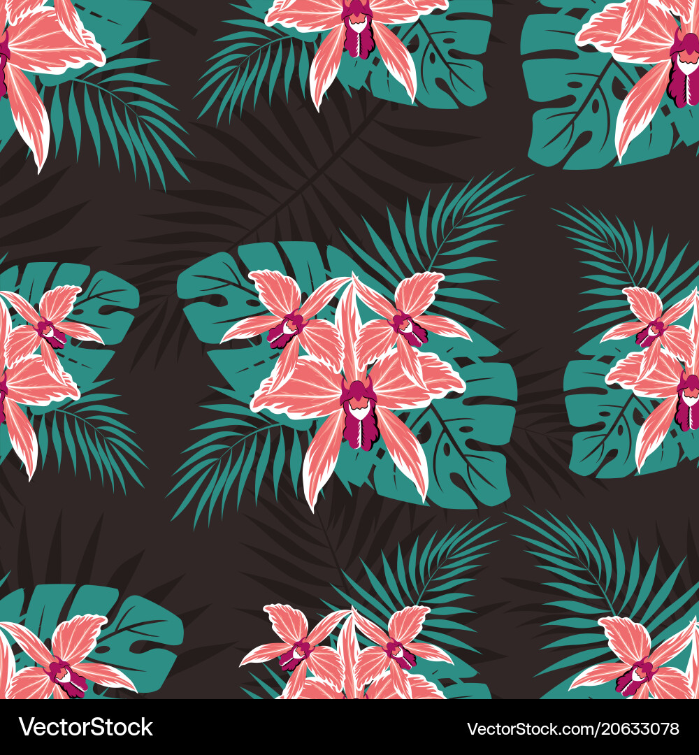 Seamless pattern with orchids 2 Royalty Free Vector Image